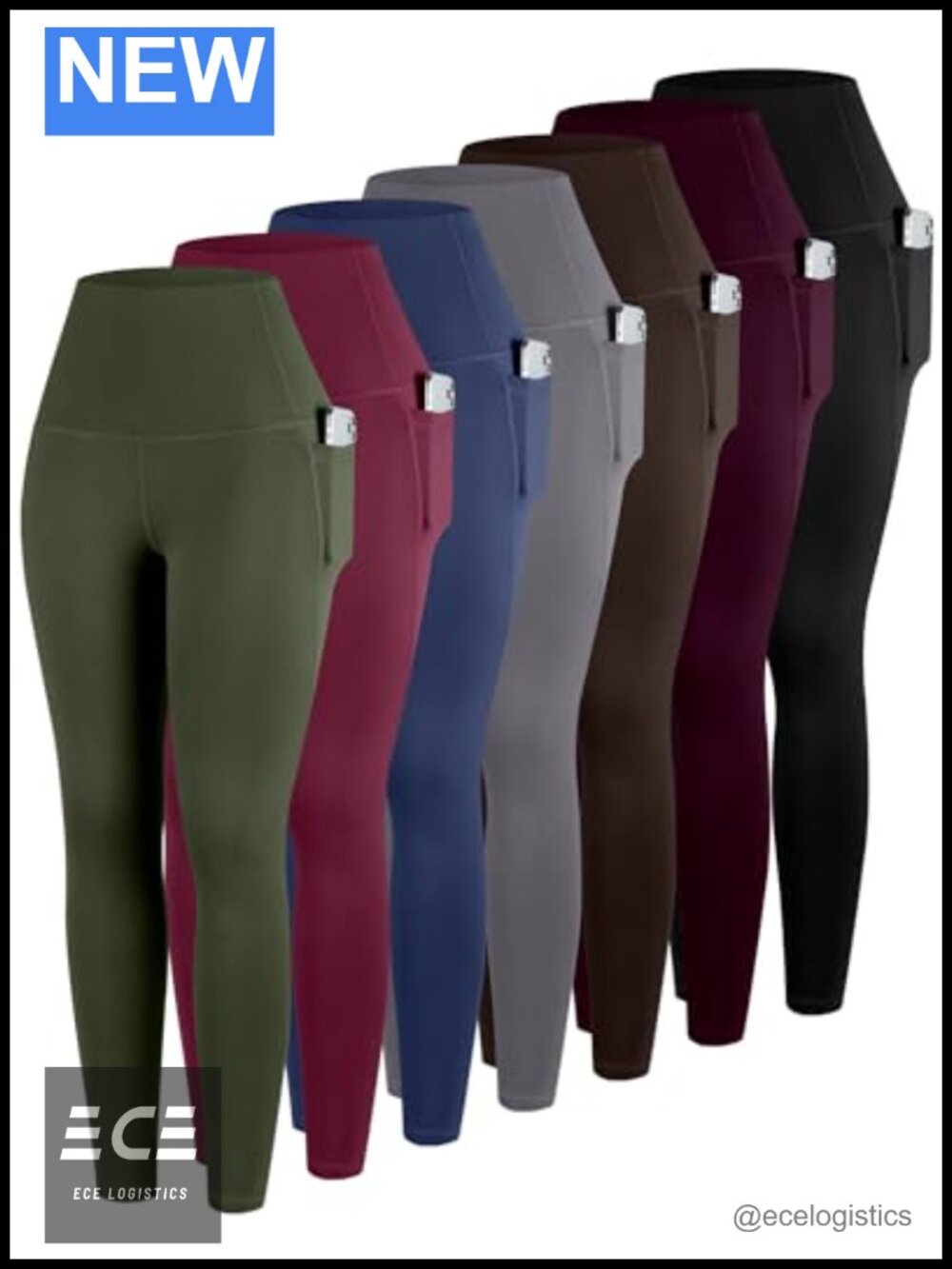 High Waisted Tummy Control Leggings with Pockets 7-Pack Yoga Pants